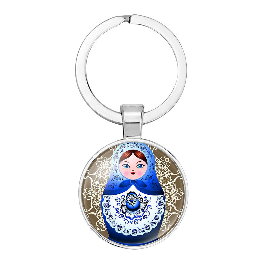 Wholesale Glass Matryoshka Pendant Alloy Creative Keychain